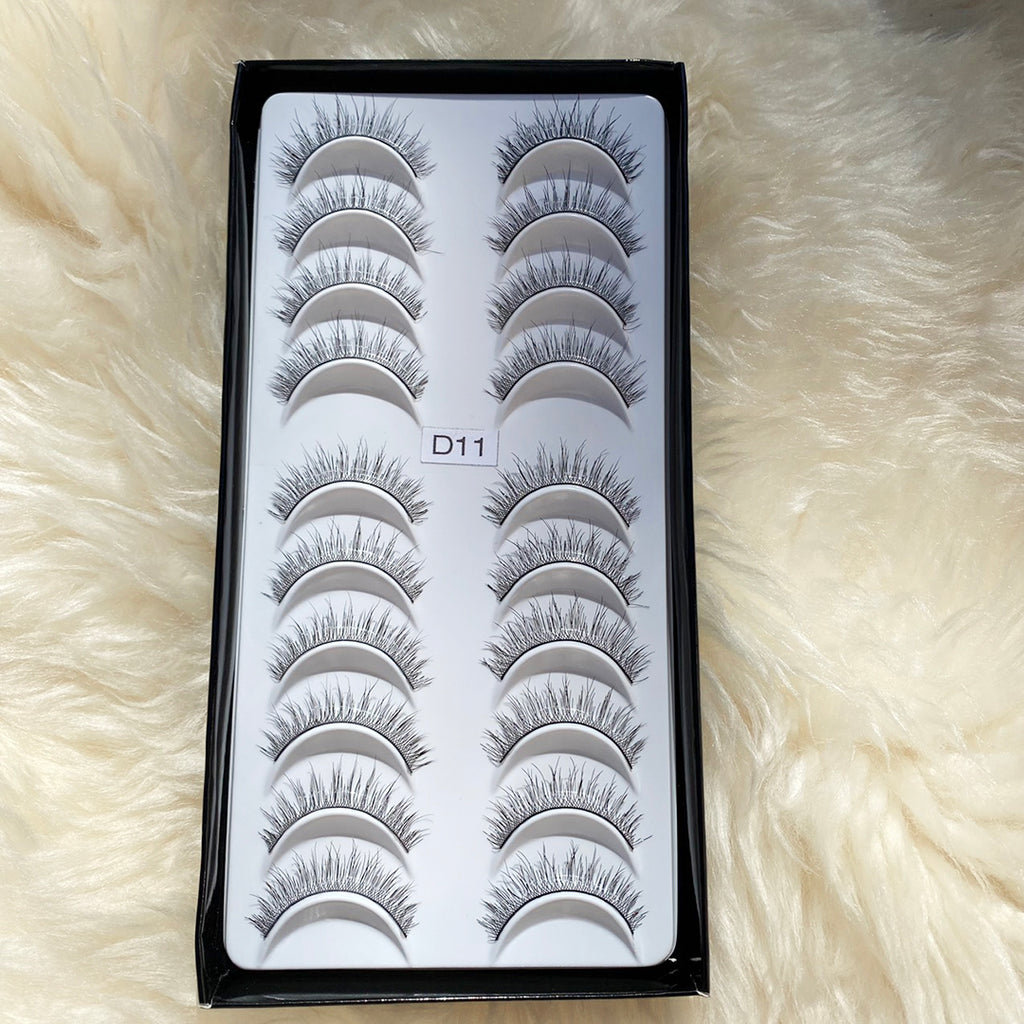 Natural silk band eyelash D11 (10 pairs pack)
