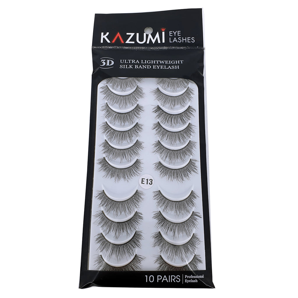 Multi-layered silk band eyelash E13 (10 pairs pack)