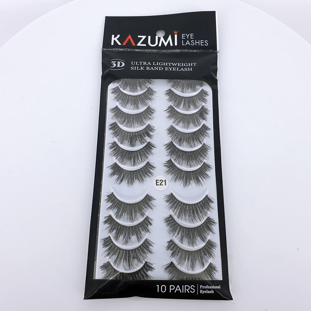 Multi-layered silk band eyelash E21 (10 pack)