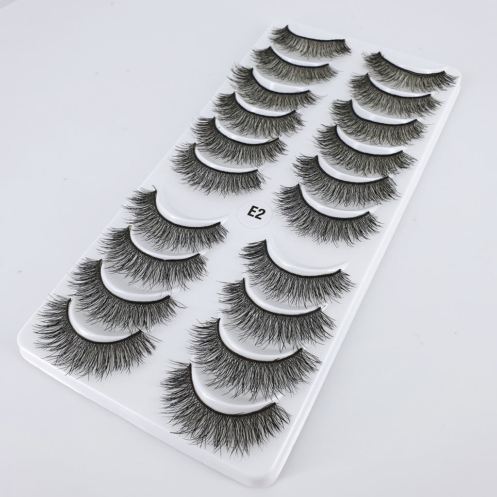 Multi-layered silk band eyelash E2 (10 pairs pack)