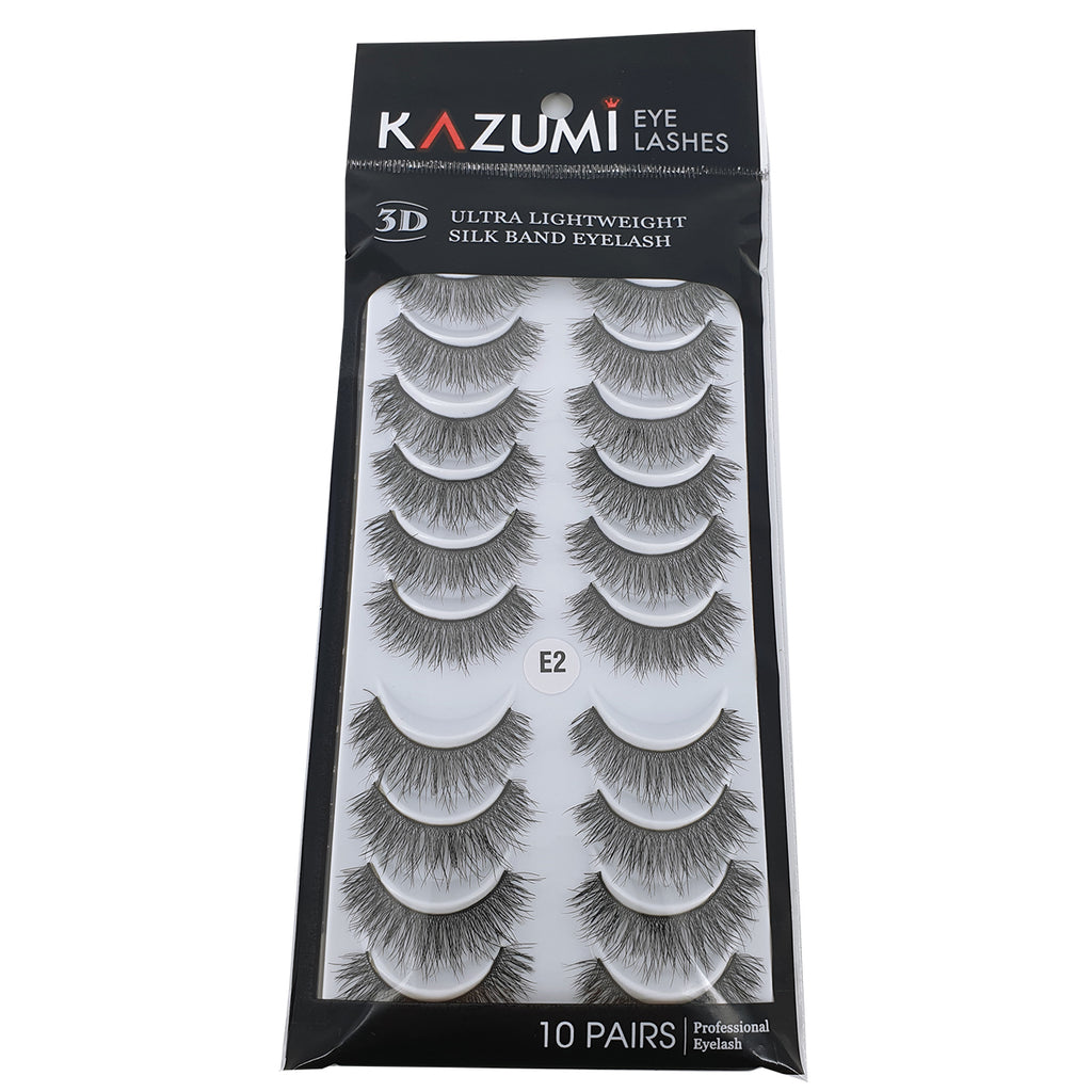 Multi-layered silk band eyelash E2 (10 pairs pack)