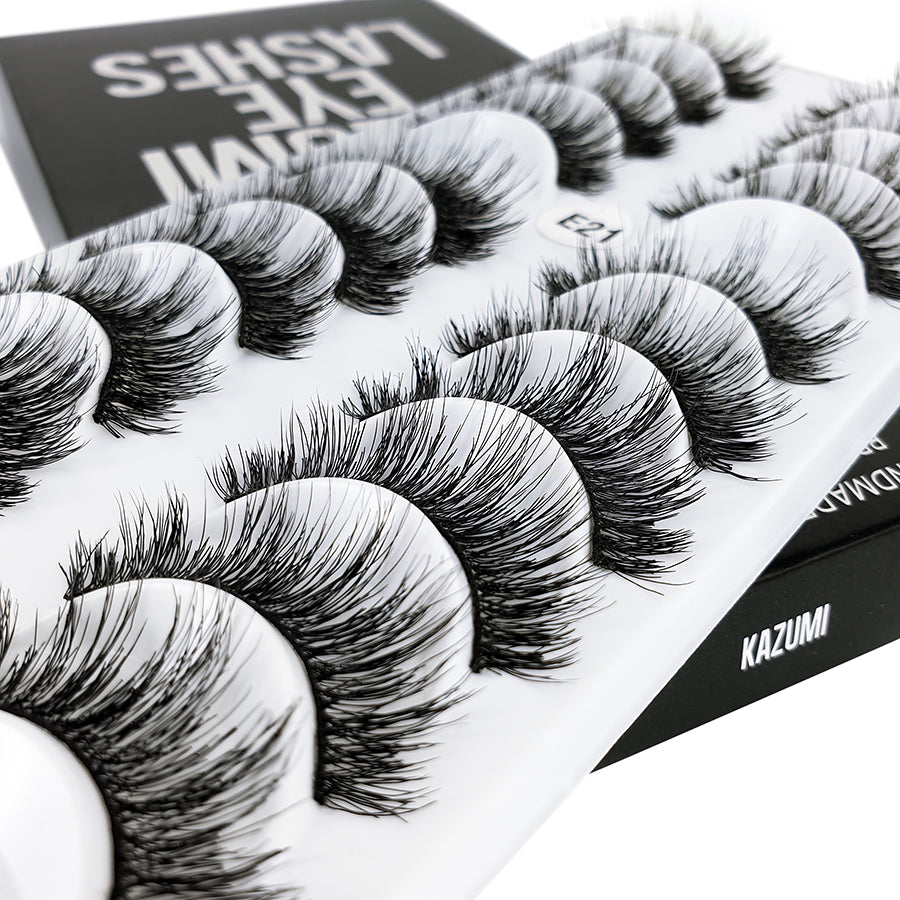 Multi-layered silk band eyelash E21 (10 pairs pack)