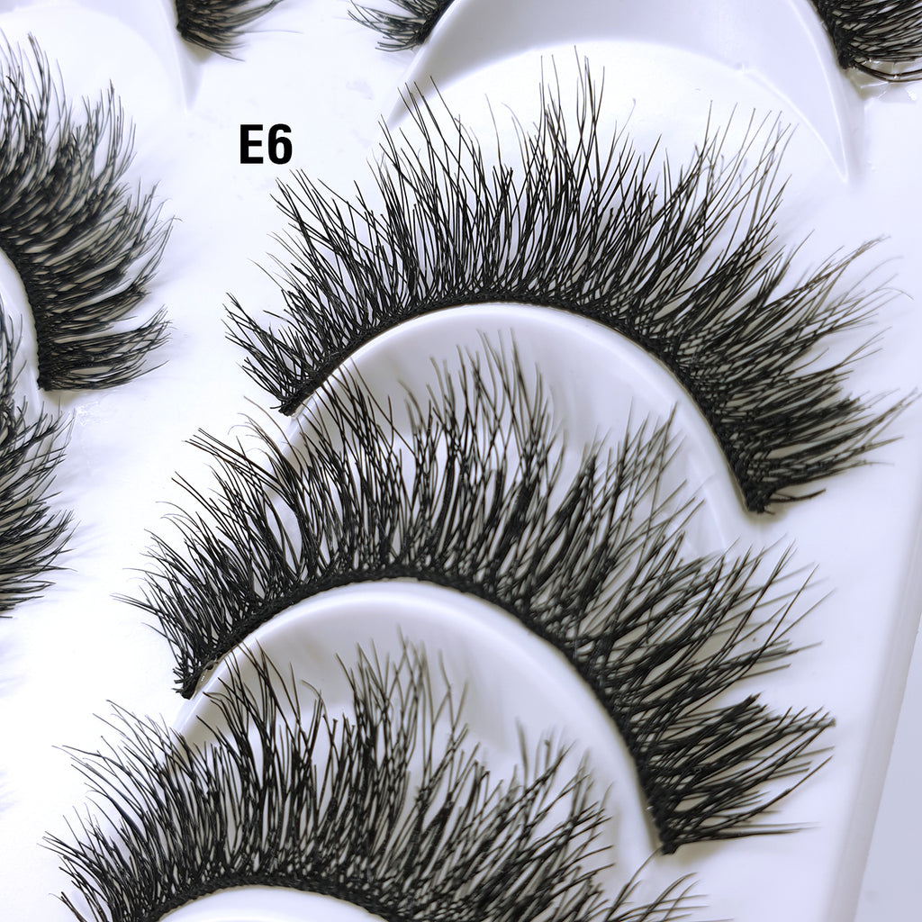 Multi-layered silk band eyelash E6 (10 pack)