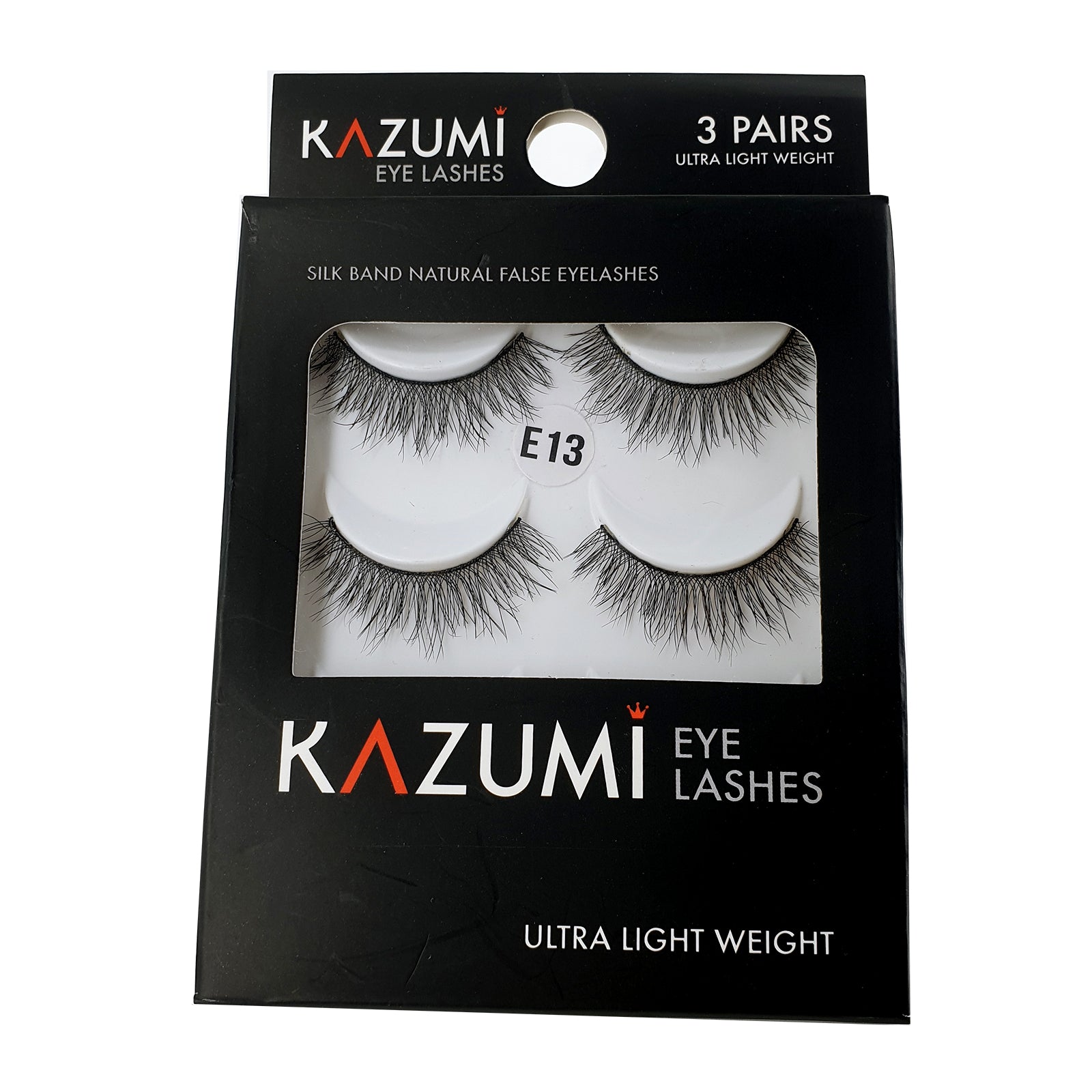 Multi-layered silk band eyelash E13 (3 pairs pack