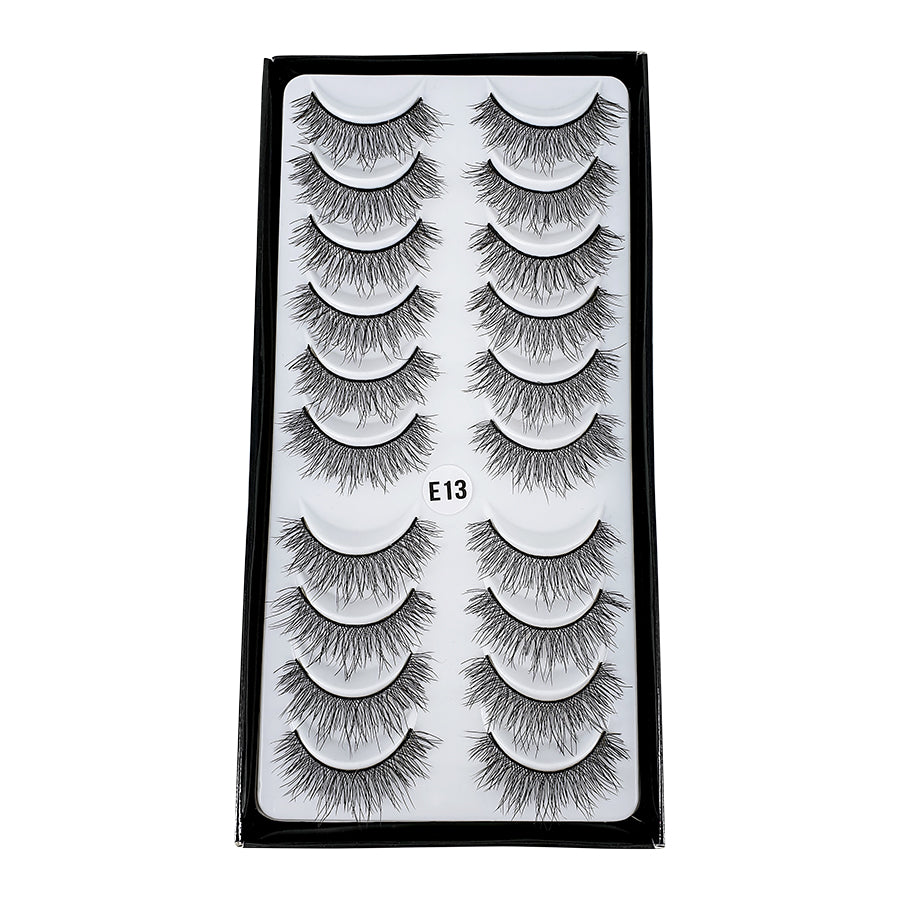 Multi-layered silk band eyelash E13 (10 pairs pack)